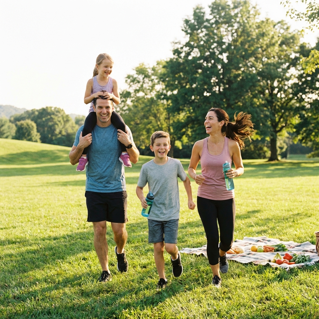 Família feliz no parque